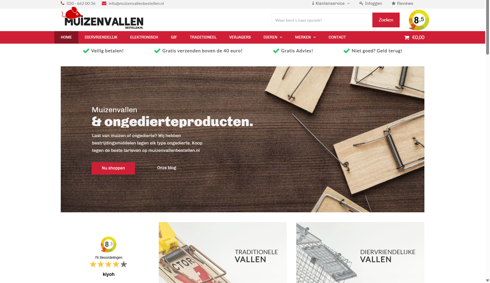 Voorbeeld van een professionele webshop